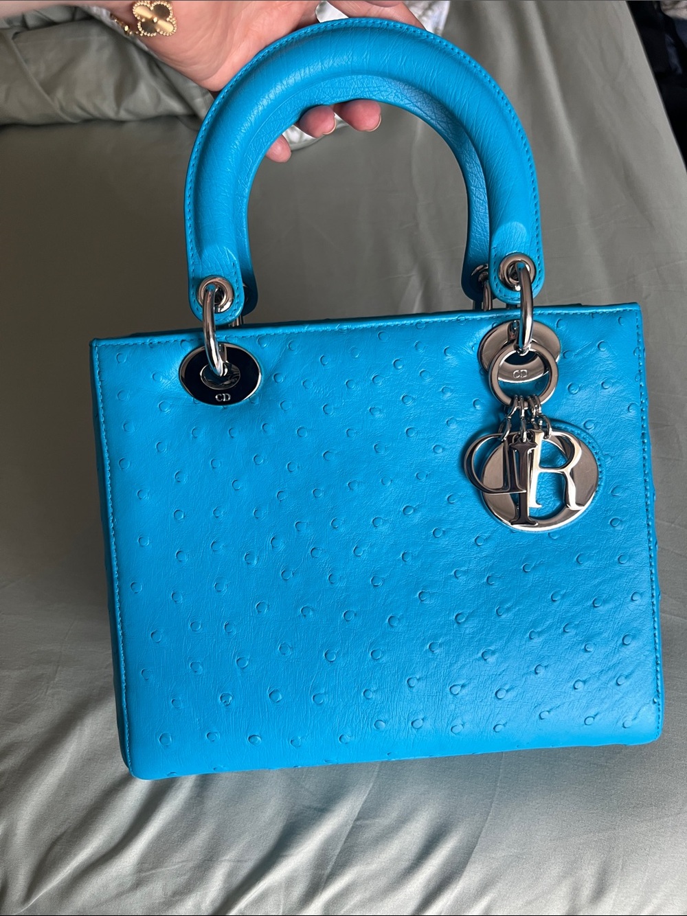 Christian Dior Turquoise Ostrich Leather bag
